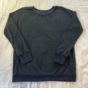 Mondetta | Charcoal Gray and Black Cheetah Print Long Sleeve Crewneck | Size S